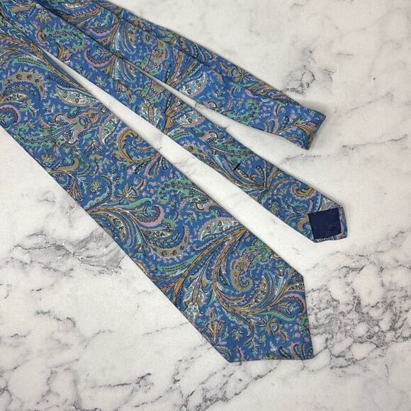 Liberty of London Men's Blue Cotton Paisley Tie - Picture 1 of 5